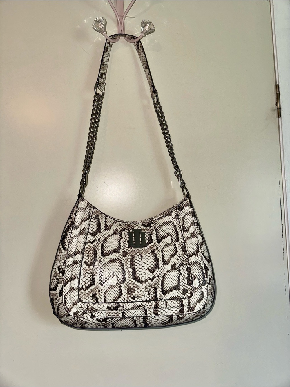 INC International Concepts Black & White Snake-Print Shoulder Bag